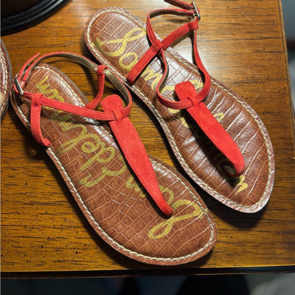 Set Red Strappy Sandals and tan ankle sandals